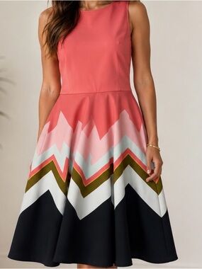 Ted Baker London Beautiful & Elegant Coral Chevron Dress with Pockets